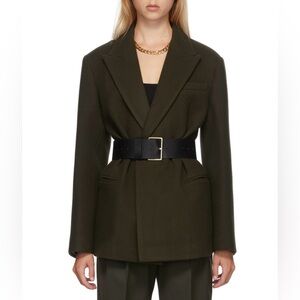DRAE Khaki Wool Belted Blazer